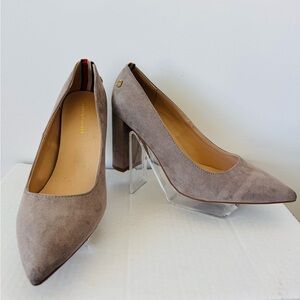 Tommy Hilfiger “Abilene” Taupe Block Heel Pumps
